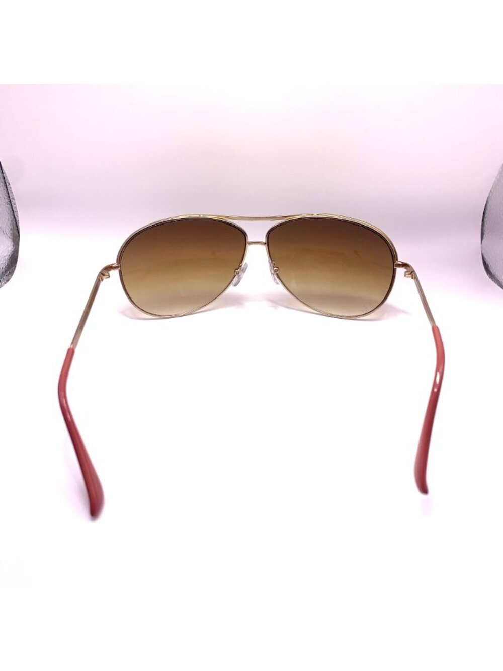 Retro Aviator Sunglasses With Gold Frame & Gradient Brown Lenses For Women - Picture 7 of 8